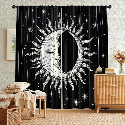 VIKAMA 2 Sets Of Bohemian-Style Curtains, For Room And Living Room Decoration, Blackout Curtains For Home Decoration