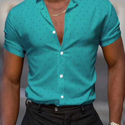 Summer Men's Short-Sleeve Shirt, Polka Dot Print, Wrinkle-Resistant, Business Casual Shirt, Ice Silk, Versatile and Popular Top