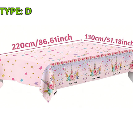 Disposable Waterproof Unicorn Party PE Tablecloth Perfect for Children's Birthday Bash Family Aatherings  Holiday Celebration