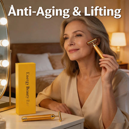 Electric Facial Massager 24K Gold Portable Electric T-Shaped Head Skin Care Massage Instrument Energy Beauty Bar Beauty Tool