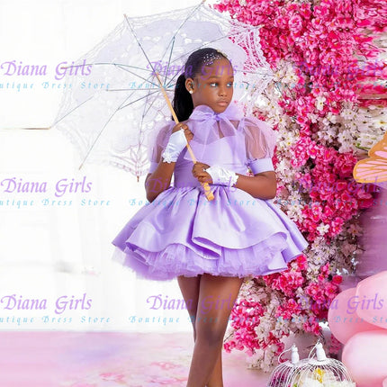 Customized Gorgeous Pink Flower Girl Dress Layered Wedding With  Decoration And Shiny Tulle Satin Tutu Birthday Evening Dress
