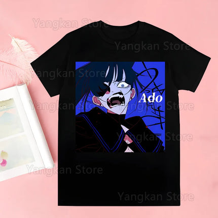 Ado Tshirt Printed Unisex Short Sleeve T Shirt Cool Cartoon Casual T-shirt Streetwear Tops