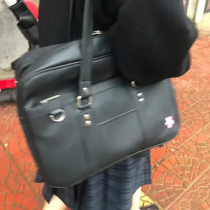 2024 New Women Japanese JK Uniform PU Bag Student Commuter School Bag Large Capacity One Shoulder Straddle Bags Handbag ToteBag