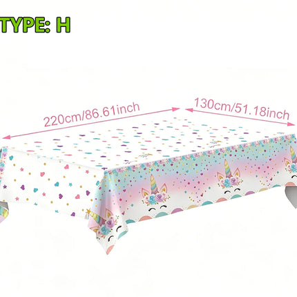 Disposable Waterproof Unicorn Party PE Tablecloth Perfect for Children's Birthday Bash Family Aatherings  Holiday Celebration