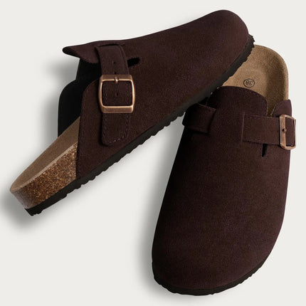 Summer Suede Clogs Slippers Women Clogs Slippers Outdoor Nonslip Beach Sandals UnisexCork Clogs Slippers With Adjustable Buckle