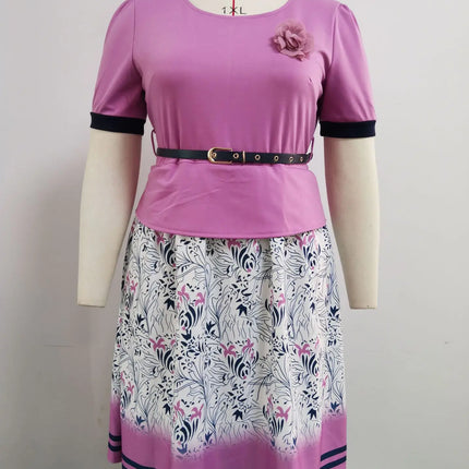 5XL 6XL Plus Size Mom Dress O Neck Flower Print Midi Dresses Bodycon High Waist African Clothes Women Vestidos Ladies Robe Femme
