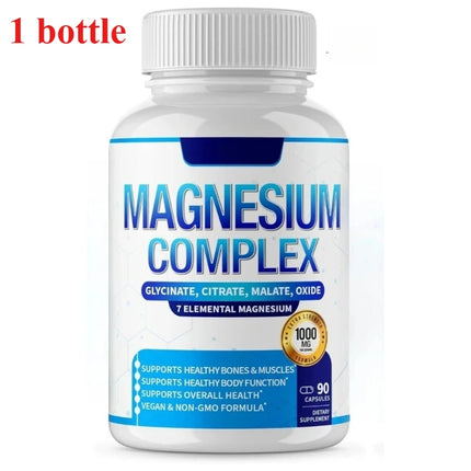 90 Pieces Magnesium Complex Capsule Contain 7 Ingredient – Glycinate Citrate and  Malate Etc 1000mg Health Nutrition Support