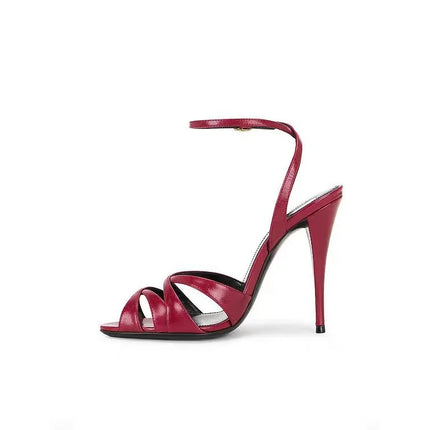 Sexy Style New Soild Pointed Toe Summer Women Sandals Stiletto High Heels Buckle Strap Design Large Size Fashion Show Shoes
