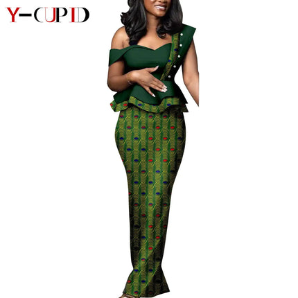 Dashiki African Print Dresses for Women Matching Couple Clothes Wedding Party Men Outfits Kaftan Shirt and Pant Sets Y23C040