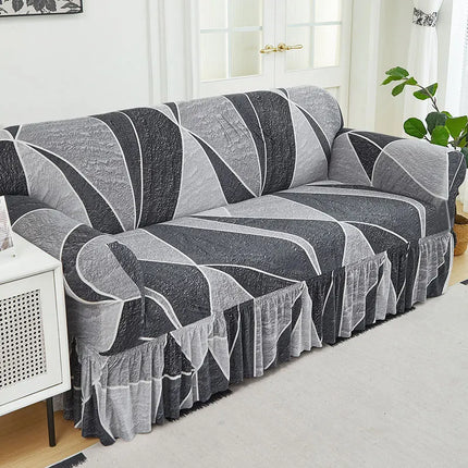 XM-Luvetoria 1pc Printed Sofa Slipcover Non-slip Elastic Sofa Cover With Skirt Furniture Protector for Bedroom Office Living Room Home Decor