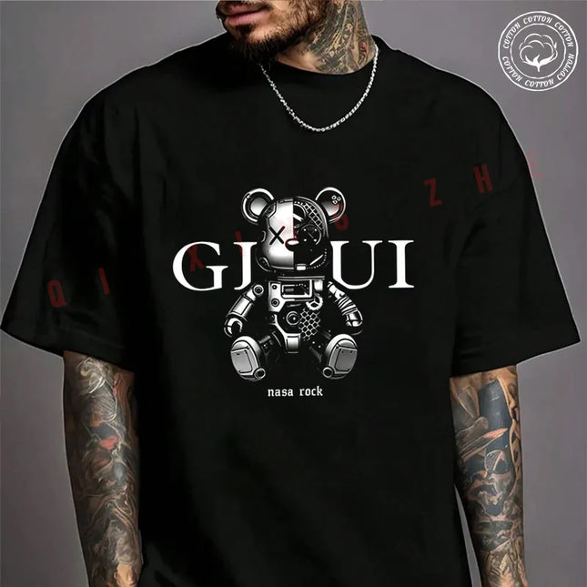 Motorcycle GucciS Modern Elegant And Timeless Classic USA Cotton T-shirt Summer Casual Short Sleeved O-Neck Unisex Tops