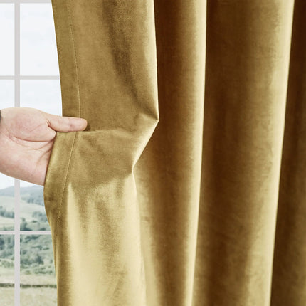 Gold Velvet Curtains for Living Room Blackout Curtains for Bedroom Grommet Privacy Thermal Insulated Window Darkening Decor
