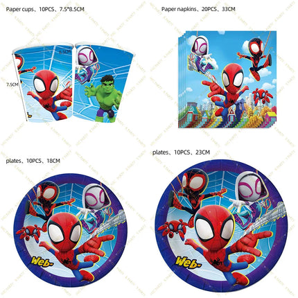 Spidey And His Amazing Friends Birthday Party Decoration Plates Tablecloth Cup Banner For Kids Birthday Balloon Party Favor Gift