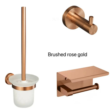 High Quality Brushed Rose Gold 304 Stainless Steel Towel Rack Toilet Paper Holder Towel Bar Soap Dish Bathroom Accessories