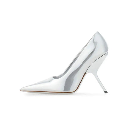 New Fashion Show Style Black Red 9cm High-heeled Shoes Spring Summer Patent Leather Shallow Mouth Pointed Sexy Women's Shoes 43