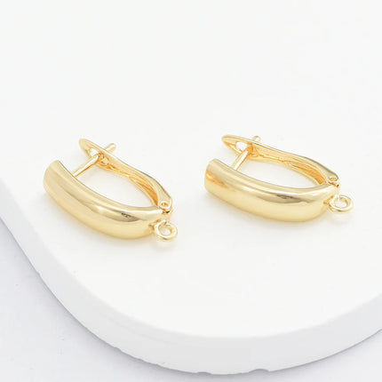 1 Pair 18K Gold/ Rhodium Plated Handmade Smooth Brass Earring Hooks Clasps For DIY Jewelry Making Accessories Hypoallergenic