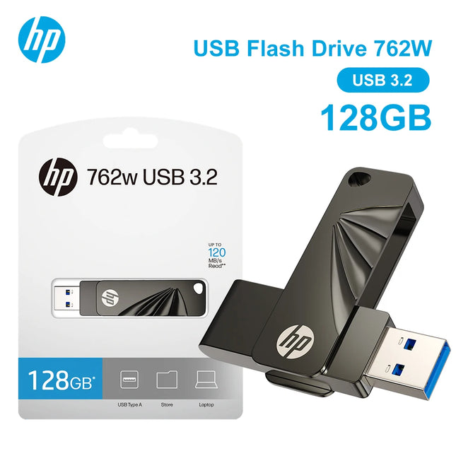 HP USB3.2 Flash Drive 762W Metal Business USB Pendrive 32GB/64GB/128GB/256GB Office Memory Pen Drive