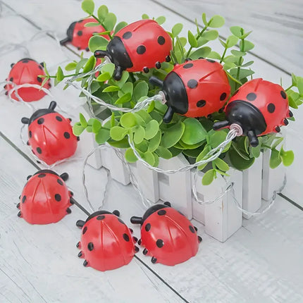 6M 40LED Rome Decoration Ladybug String Lights Indoor Party Atmosphere Christmas Battery Flower Fairy Lights Curtains 176