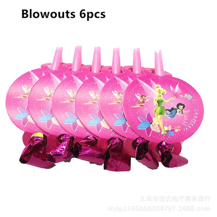 Cartoon Tinker bell Kids Birthday Party Decoration Tableware Elf Fairy Paper Plate Tablecloth Balloon Tinkerbell Party Supplies