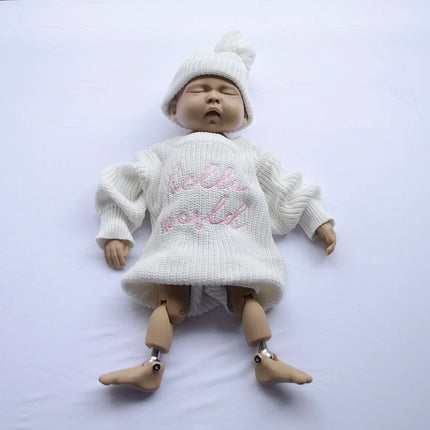 Baby Outfit Hello World Knitting Newborn Photography Romper Hat Baby Sweater Photo Shooting