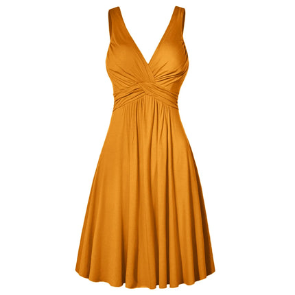 Plus Size XL-5XL Women's V-neck Dress Ball Gown Retro Sling Pleated Slim Flare Party Dresses Vestidos de fiesta Female Sundress