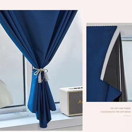 1pc 100% Blackout Self-Adhesive Hook-And-Loop Curtains, Sun-Shading & Heat-Insulating Curtains For Windows Without Drilling