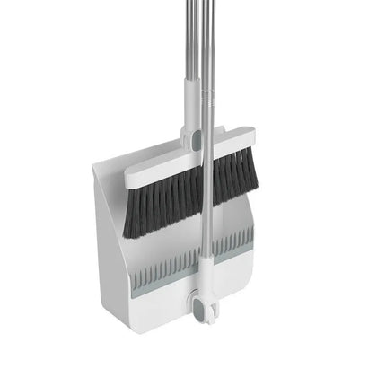 Soft Bristle Broom and Dustpan Set for Home Thickened Hair Sweeper with Squeegee Scraper for Floors