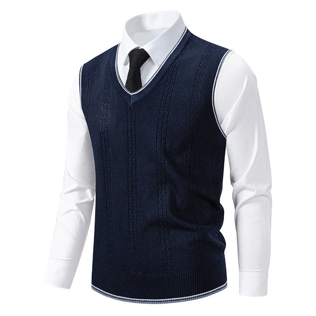 Men's Casual V-Neck Knit Sweater Vest Fashion College Style Men Knitted Sleeveless Vests Jersey