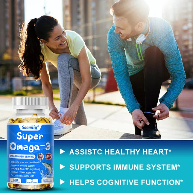 Triple Potency Capsules,Omega-3 Fish Oil + DHA + EPA-Supports Joint,Brain,and Eye Health,Enhances Immune Function,Antioxidant