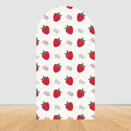 Pink Strawberry Arch Backdrop Cover Berry First 1st Birthday Party Custom Girl Baby Shower Background Decoration Personalized