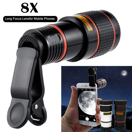8 Times Monocular Telephoto Phone Lens Camera with Clip Universal Zoom Lens Highdefinition Focusing Effect Photography Camera