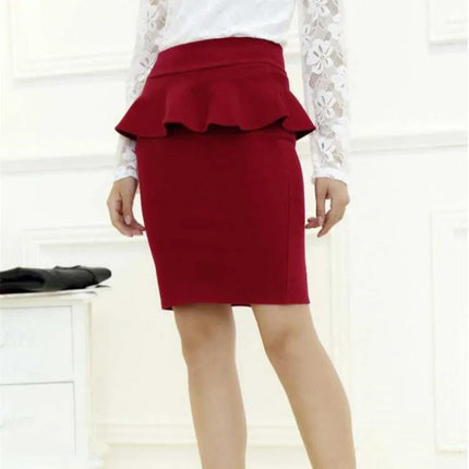 Women Ruffles Slim Stretch High Waist pencil Skirt Plus Size Clothes skirts