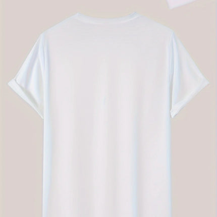Men'S Short-Sleeve T-Shirt with Love Letter Print | Comfortable And Casual, Featuring a Stretchy Round Neck Design, Perfect for Outdoor, Suitable for All Seasons