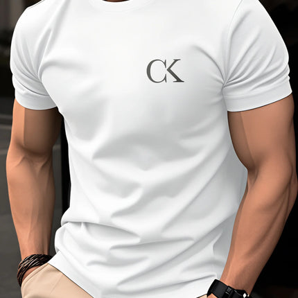 Men's Summer 100% Cotton Casual Fashion Simple Letter Pattern Printed Loose Breathable Round Neck Short Sleeve T-shirt