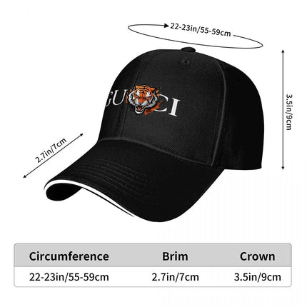 GUCCI TIGER LOGO BLACK BASEBALL CAP CLASSIC DESIGN WITH BOLD EMBROIDERY AND STRIKING ANIMAL MOTIF FOR A FASHION FORWARD LOOK