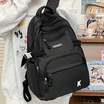 Simple and Stylish College Student Backpack Nylon Lightweight Large Capacity Computer Backpack School Commuting Travel Bag