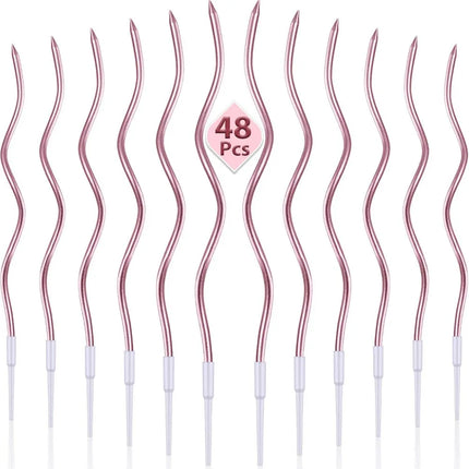 12/48pcs/1case Birthday Candles Spiral Cake Candles Long Thin Cake Candles For Wedding Party And Cake Decoration