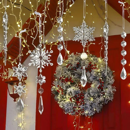 10Pcs Sparkling Snowflake Christmas Tree Hanging Pendant Decor Home Room Decoration Xmas Navidad DIY New Year Gift Wedding Decor