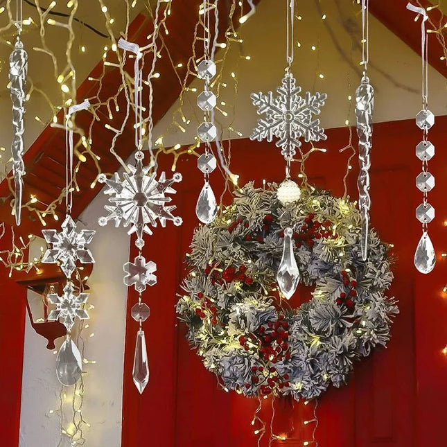 10Pcs Sparkling Snowflake Christmas Tree Hanging Pendant Decor Home Room Decoration Xmas Navidad DIY New Year Gift Wedding Decor