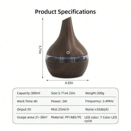 With Remote Control 300ml Cool Mist Humidifier & Oil Diffuser With 7 LED Lights For Ultimate Conven