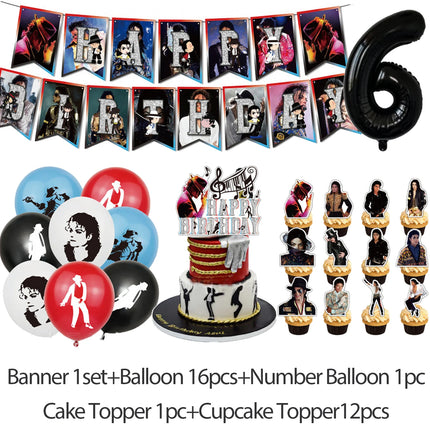 Michael Jacksons Birthday Party Decorations Fans Party Supplies Cake Topper Balloons Background Photo Studio Photography Props
