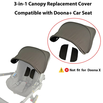 Black Canopy 3-in-1 Replacement Cover Compatible with Doona+ Car Seat, Stroller Sunshade Accessories for Baby Newborn
