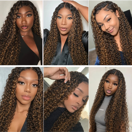 5x5 Glueless Wig Deep Wave 13x4 Lace Front Wigs Human Hair 1B/30 Ombre Colored 13x6 Lace Front Wig Highlight Curly Wig For Women