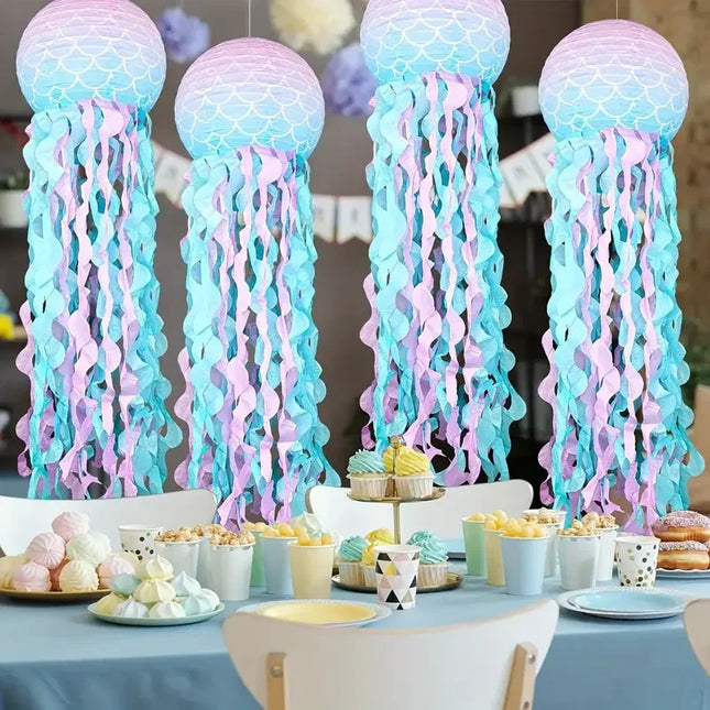 1/3/6pcs Mermaid Jellyfish Paper Lanterns For Mermaid Theme Party Under The Sea Ocean Birthday Wedding Party Decorations