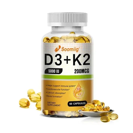 Vitamin D3 K2 - Vitamin D3 5000 Iu & K2 As MK-7 200 Mcg - with Magnesium, Zinc, Immune & Mood Support, for Bone & Teeth Health