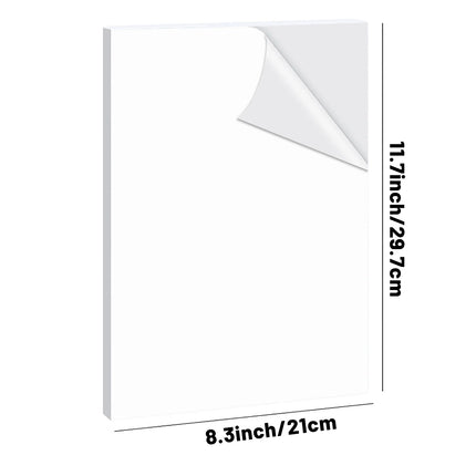 10 Sheets Glossy White Vinyl Sticker Sheets - A4 Size (8.3 x 11.7 inches), Self-adhesive, Waterproof, Inkjet & Laser Printing