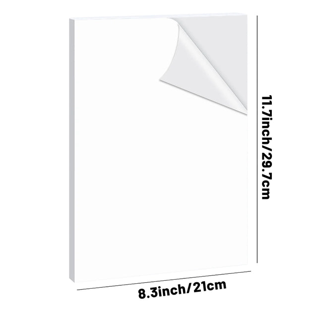 10 Sheets Glossy White Vinyl Sticker Sheets - A4 Size (8.3 x 11.7 inches), Self-adhesive, Waterproof, Inkjet & Laser Printing