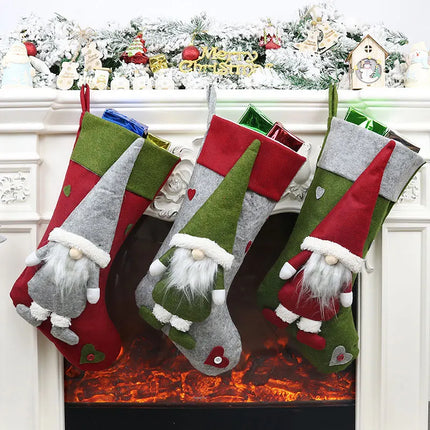 Christmas Stocking Gift Candy Bag Large Capacity Nonwoven Holder Xmas Decorations For Home Navidad 2025 New Year Oversize Sock