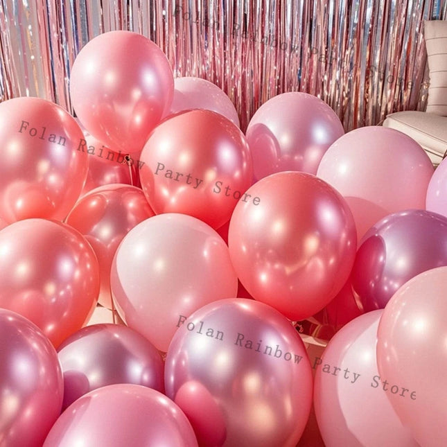 Pearl Powder Confetti Metal Latex Balloons Wedding Decoration Pink Globos New Year Birthday Party Baby Shower Anniversary Decor