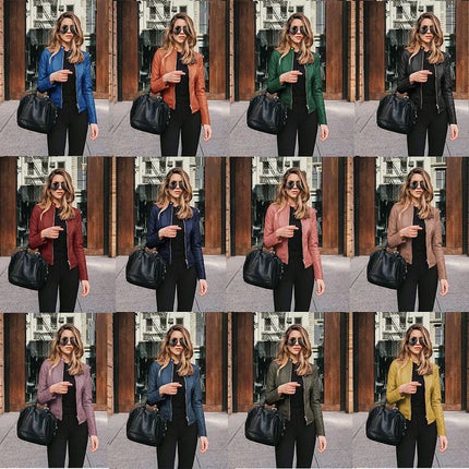 New Y2K Vintage Women PU Leather Jacket Fashion Casual Autumn Winter Zipper Windbreaker Streetwear Female Blazer Y2K Clothes